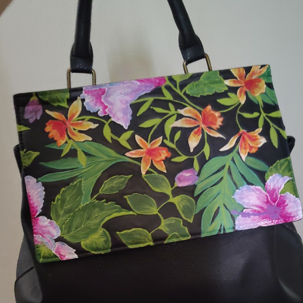 Uniquely Hand Painted, Leather Backpack Purse